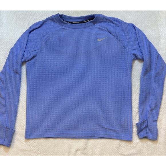 Nike Dri-FIT Women’s Medium Long Sleeve Running Shirt Blue Athletic Training Top - Picture 1 of 8